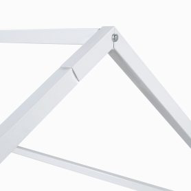 Twin Size Metal House Bed with Fence and Door