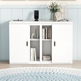 Queen Size Murphy Bed with Shelves, Cabinets and USB Ports