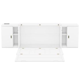 Queen Size Murphy Bed with Shelves, Cabinets and USB Ports