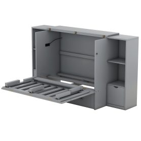 Queen Size Murphy Bed with Shelves, Drawers and USB Ports