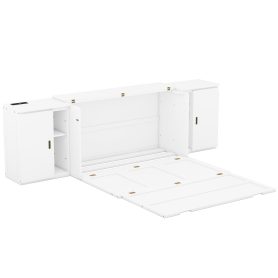 Queen Size Murphy Bed with Shelves, Cabinets and USB Ports