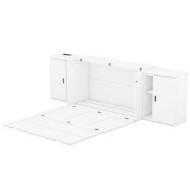 Queen Size Murphy Bed with Shelves, Cabinets and USB Ports