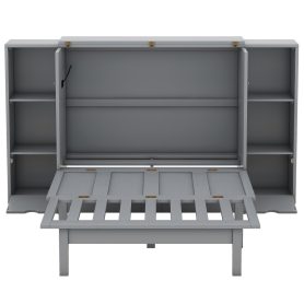 Queen Size Murphy Bed with Shelves, Drawers and USB Ports