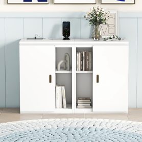 Queen Size Murphy Bed with Shelves, Cabinets and USB Ports