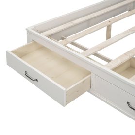 Full Size Wooden Daybed With 3 Storage Drawers, Upper Soft Board, Shelf, And A Set Of Sockets And USB Ports