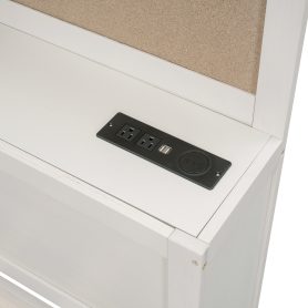 Full Size Wooden Daybed With 3 Storage Drawers, Upper Soft Board, Shelf, And A Set Of Sockets And USB Ports