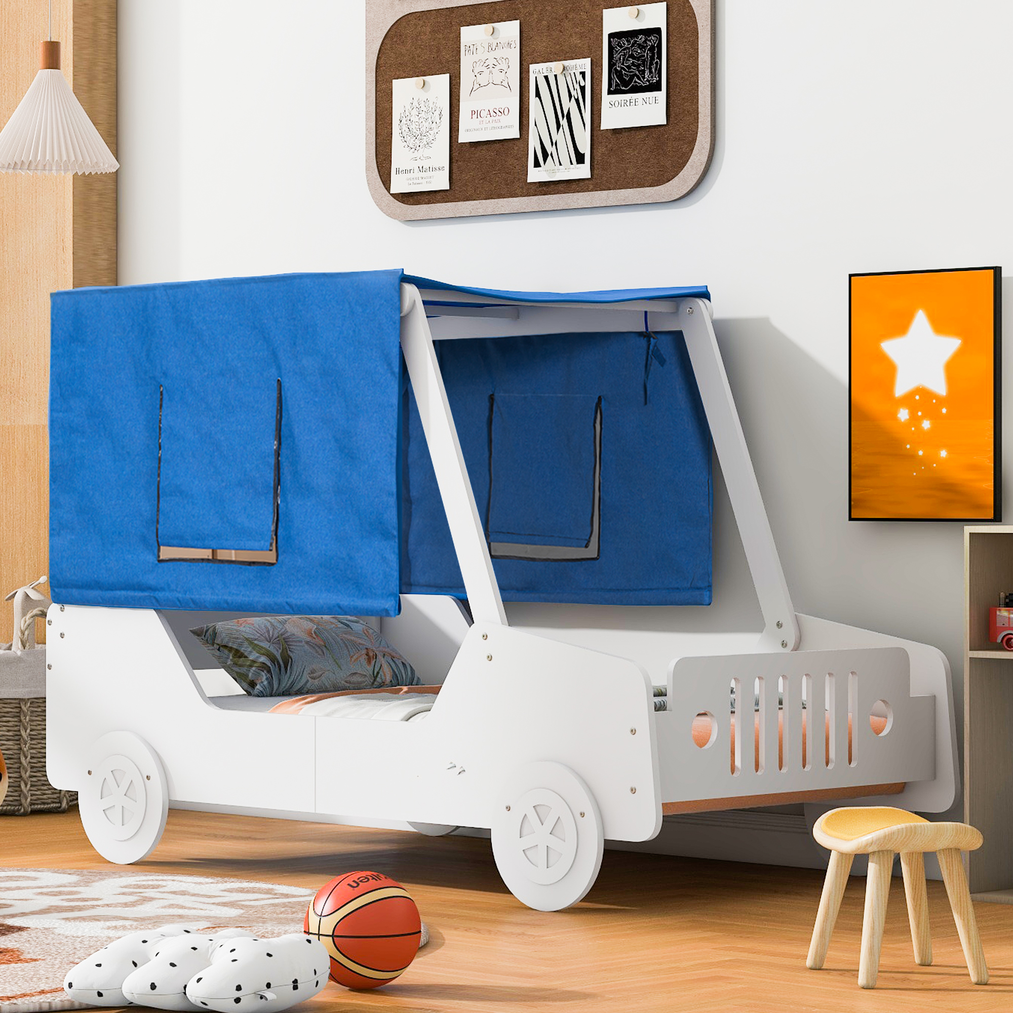 Twin Size Jeep-shaped Bed With Tents