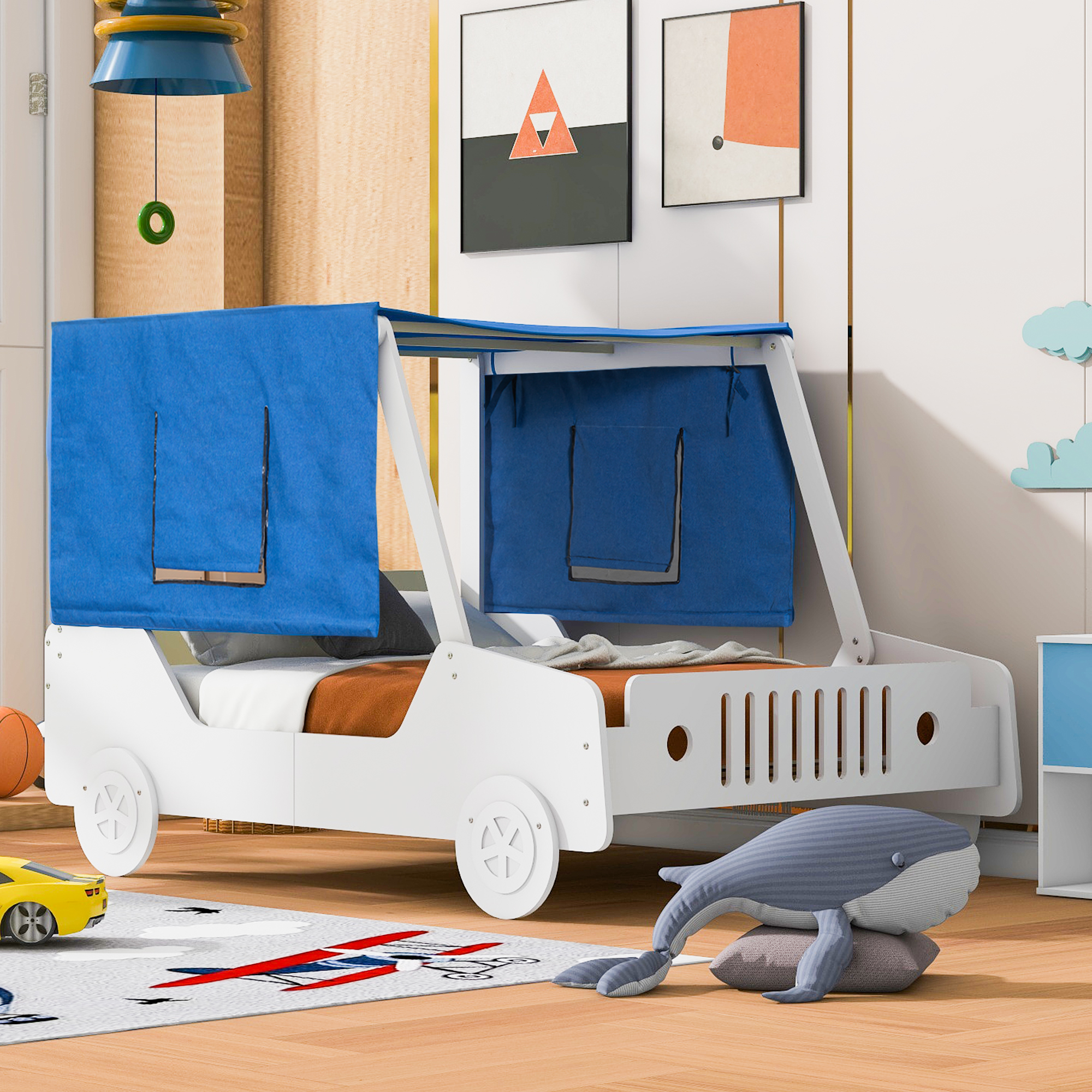 Full Size Jeep-Shaped Bed with Tents