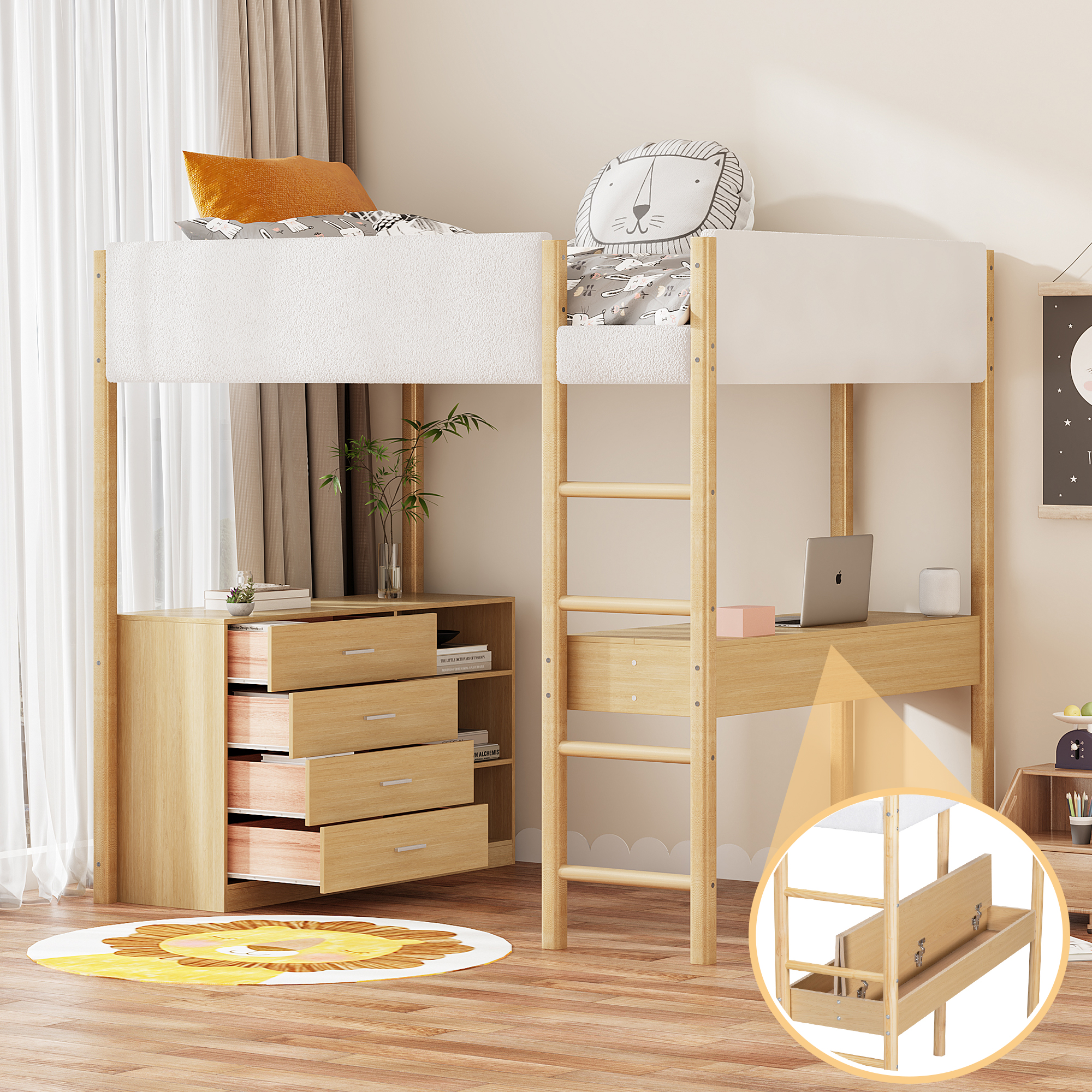 Full Size Teddy Fleece Loft Bed