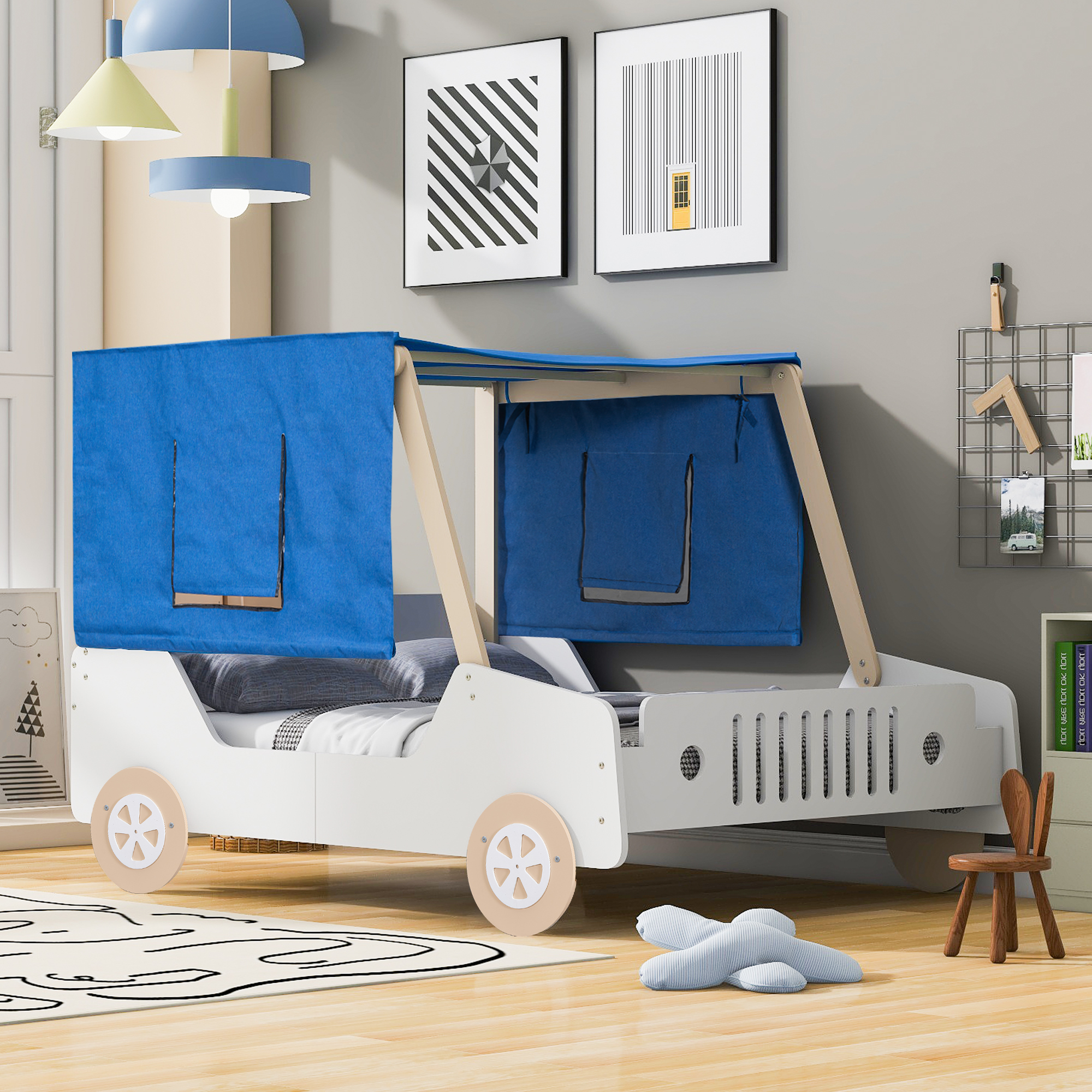 Full Size Jeep-Shaped Bed with Tents