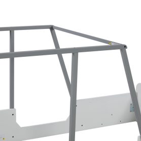 Wooden Twin Size Car-shaped Bed With Roof