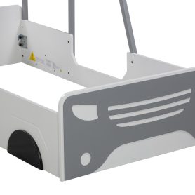 Wooden Twin Size Car-shaped Bed With Roof