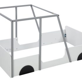 Wooden Twin Size Car-shaped Bed With Roof