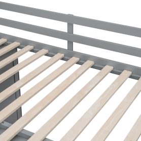 Full Size Wood Loft Bed With Built-in Wardrobes, Cabinets and Drawers