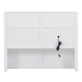 Wood Full Size Hydraulic Platform Bed with Storage LED Headboard, Charging Station and 2 Drawers