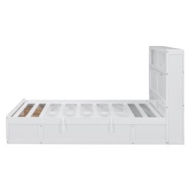 Wood Full Size Hydraulic Platform Bed with Storage LED Headboard, Charging Station and 2 Drawers