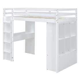 Twin Size Loft Bed With Large Shelves, Writing Desk And LED Light 26 Twin Size Loft Bed With Large Shelves, Writing Desk And LED Light