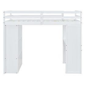 Twin Size Loft Bed With Large Shelves, Writing Desk And LED Light 33 Twin Size Loft Bed With Large Shelves, Writing Desk And LED Light