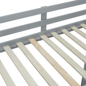 Full Size Loft Bed With Large Shelves, Writing Desk And LED Light