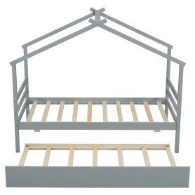 Twin Size House-shaped Bed with Trundle