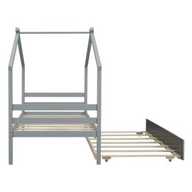 Twin Size House-shaped Bed with Trundle