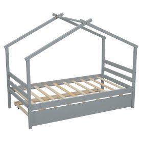 Twin Size House-shaped Bed with Trundle