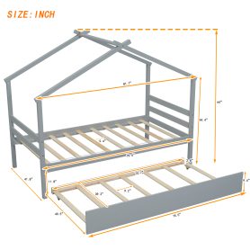 Twin Size House-shaped Bed with Trundle