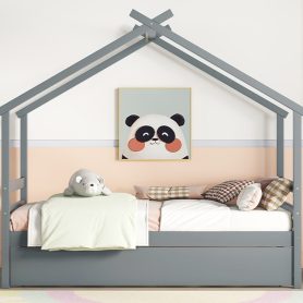 Twin Size House-shaped Bed with Trundle