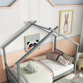 Twin Size House-shaped Bed with Trundle