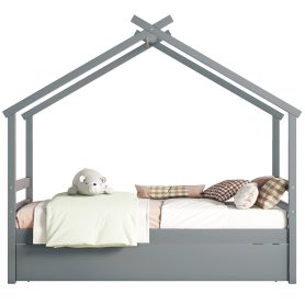 Twin Size House-shaped Bed with Trundle