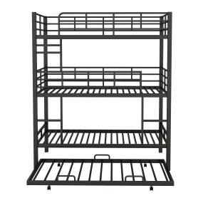 Metal Twin Size Triple Bunk Bed With Trundle