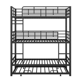 Metal Twin Size Triple Bunk Bed With Trundle