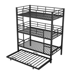 Metal Twin Size Triple Bunk Bed With Trundle