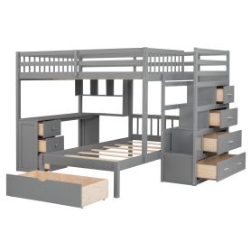 Full Over Twin Bunk Bed With Desk, Drawers And Shelves