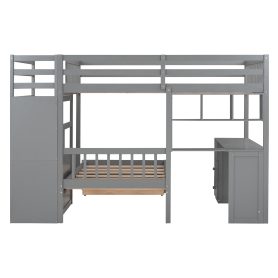 Full Over Twin Bunk Bed With Desk, Drawers And Shelves