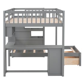 Full Over Twin Bunk Bed With Desk, Drawers And Shelves
