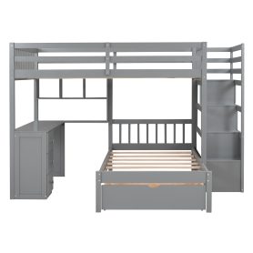 Full Over Twin Bunk Bed With Desk, Drawers And Shelves