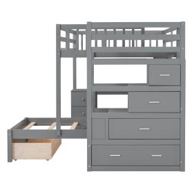 Full Over Twin Bunk Bed With Desk, Drawers And Shelves