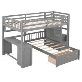 Full Over Twin Bunk Bed With Desk, Drawers And Shelves