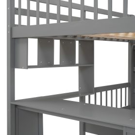 Full Over Twin Bunk Bed With Desk, Drawers And Shelves