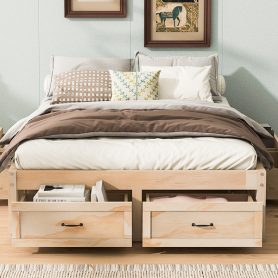 Full Size Platform Bed with 6 Storage Drawers