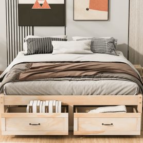 Queen Size Platform Bed With 6 Storage Drawers