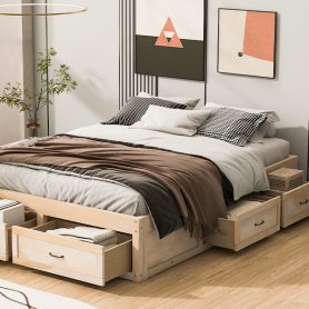 Queen Size Platform Bed With 6 Storage Drawers