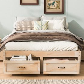 Full Size Platform Bed with 6 Storage Drawers