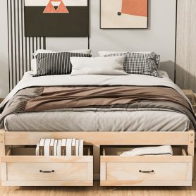Queen Size Platform Bed With 6 Storage Drawers