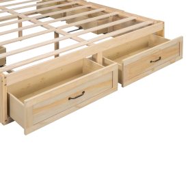 Full Size Platform Bed with 6 Storage Drawers