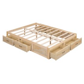 Full Size Platform Bed with 6 Storage Drawers