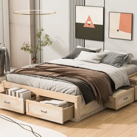 Queen Size Platform Bed With 6 Storage Drawers
