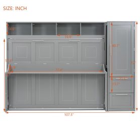 Full Size Murphy Bed Wall Bed with Closet and Drawers