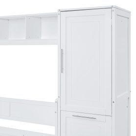 Queen Size Murphy Bed Wall Bed with Closet and Drawers
